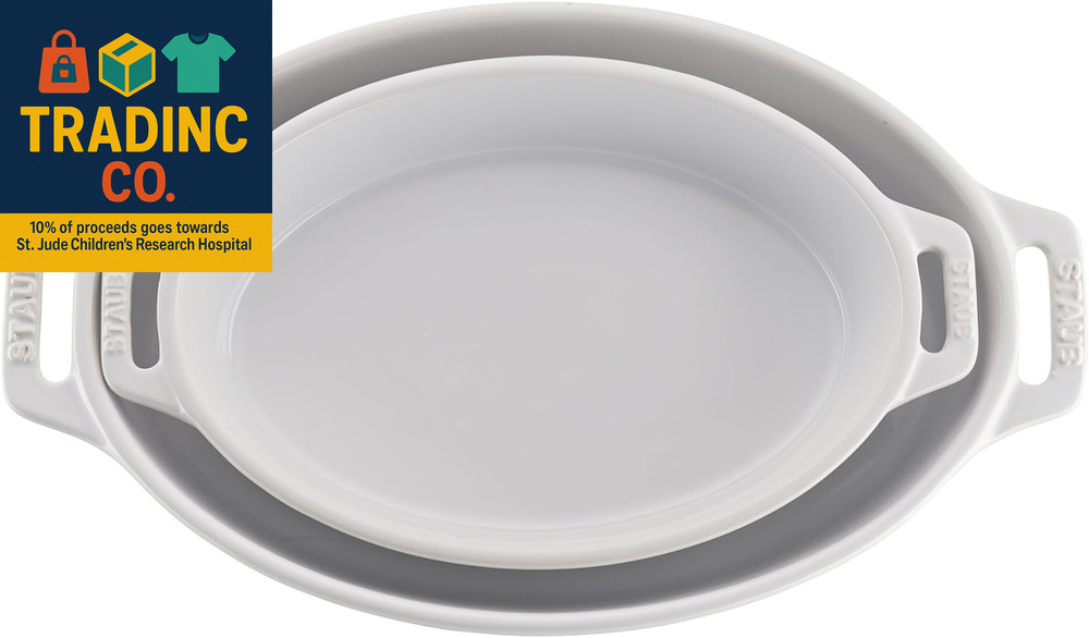 Ceramic Oval Baking Dish Set, 2-Piece, White