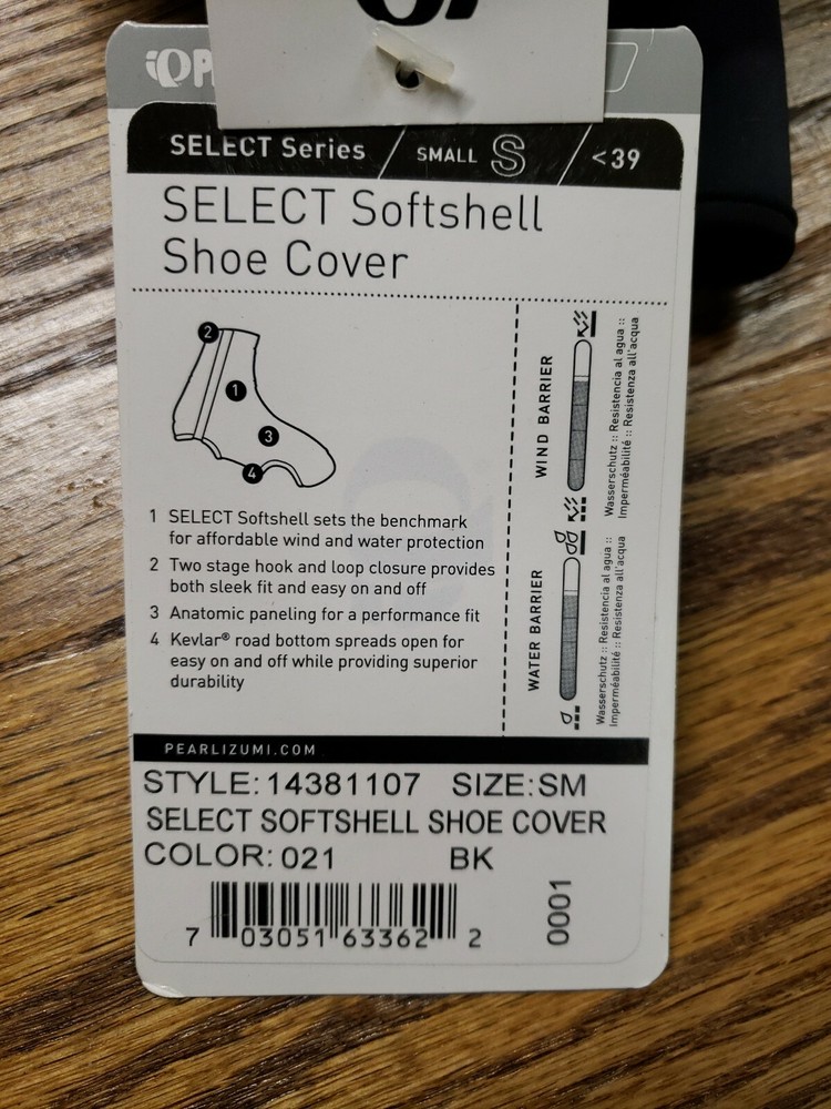 Pearl Izumi Select Softshell Shoe Cover Small NWT