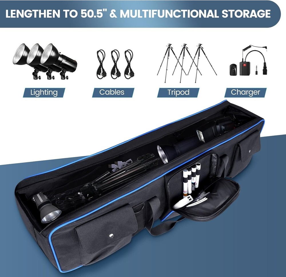 Durable 50.5" Lightweight Tripod Bag with Adjustable Strap & Stability Bumpers