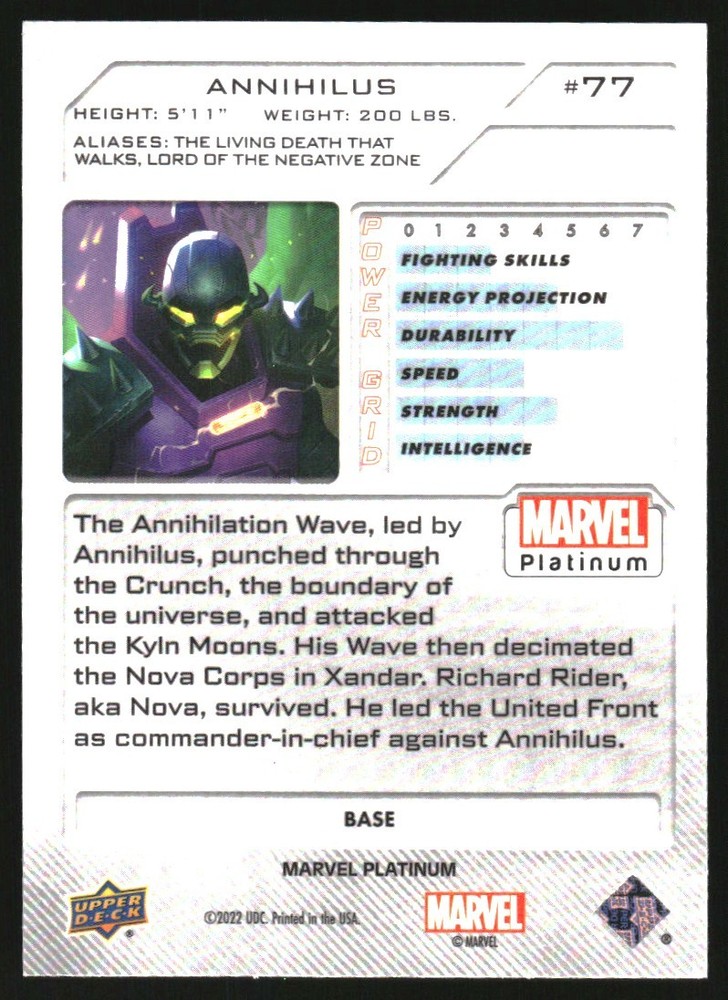 2023 Upper Deck Marvel Platinum #77 Annihilus - NM-MT