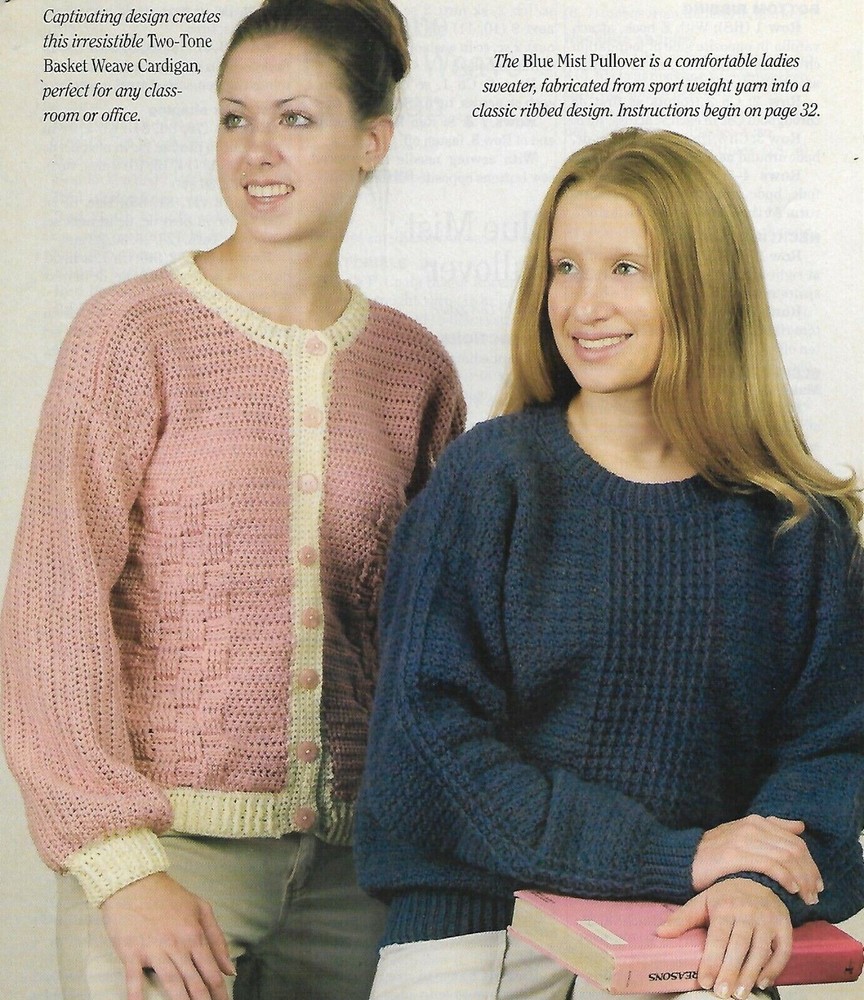 2 Lady's Sweaters crochet PATTERN INSTRUCTIONS