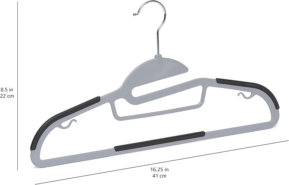 Space Saving Non-Slip Rubber Coated Plastic Hangers with 360° Swivel Hook, Thin,