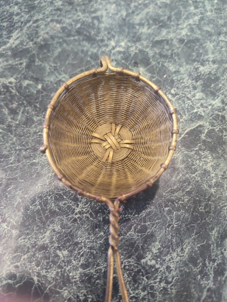 Vintage Solid Brass Hand Woven Tea Strainer Made in Germany 1930's