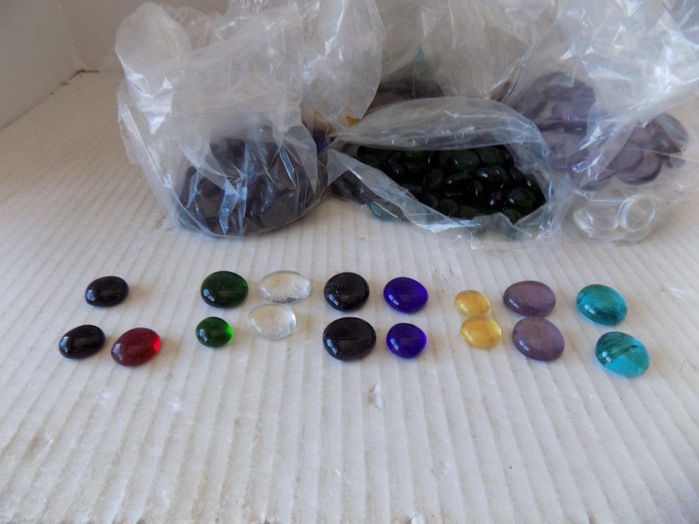 4.5 LBS. MIXED COLORS STAINED GLASS FLAT BACK BLOBS