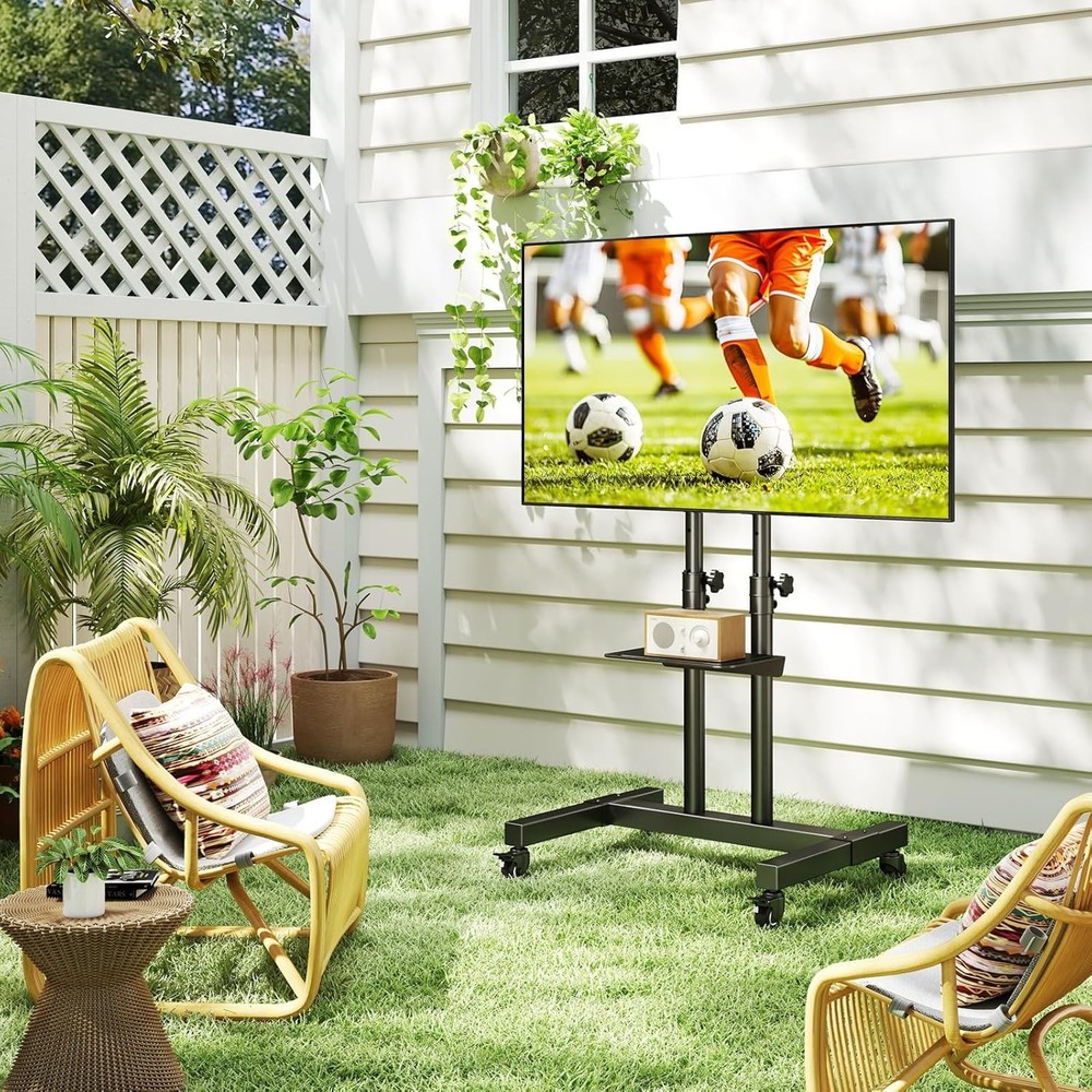 Mobile TV Stand with Shielded Locking Wheels - Perfect for Events