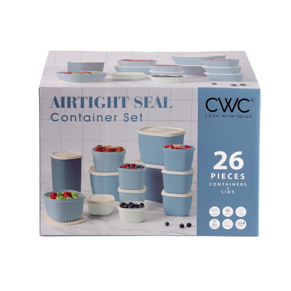 26 Piece Plastic Food Storage Container Set W/ Lids Blue