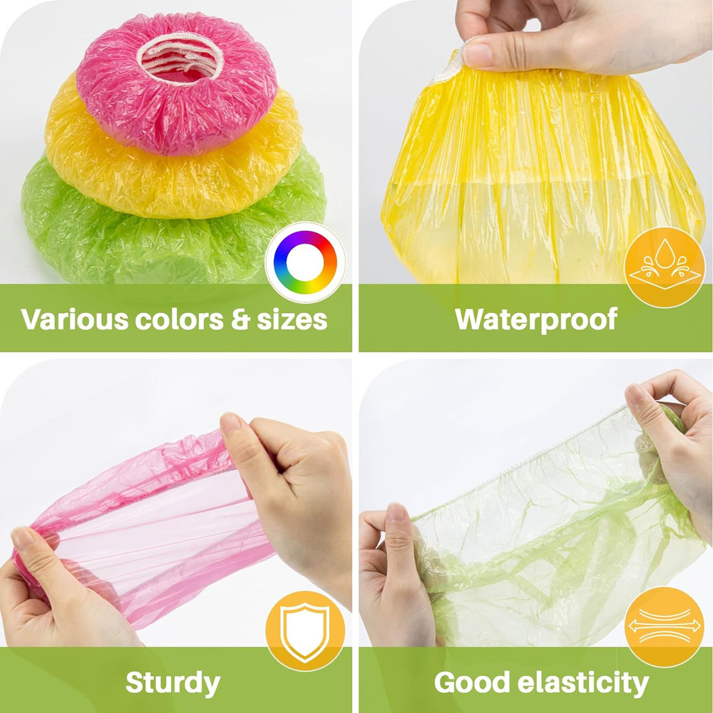 60Pcs Bowl Covers Reusable - Plastic Bowl Covers Elastic Reusable Fresh Keeping