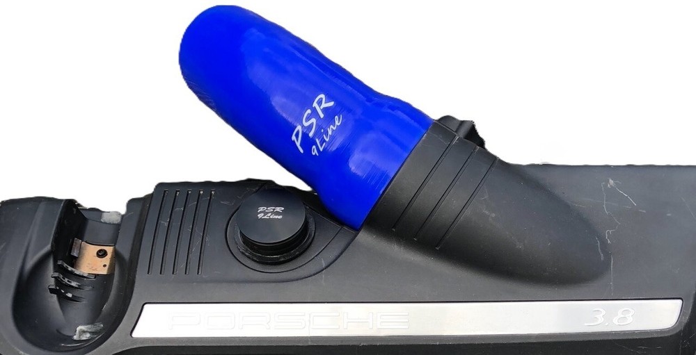Porsche 997 Resonator Delete Air Box Modification with Blue Induction Pipe Plug