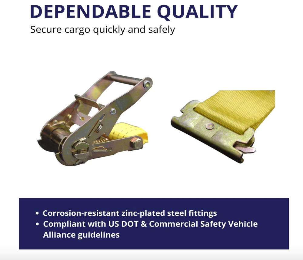 4 Pack E-Track Ratchet Straps 2" x15' 4400LB Tie Down