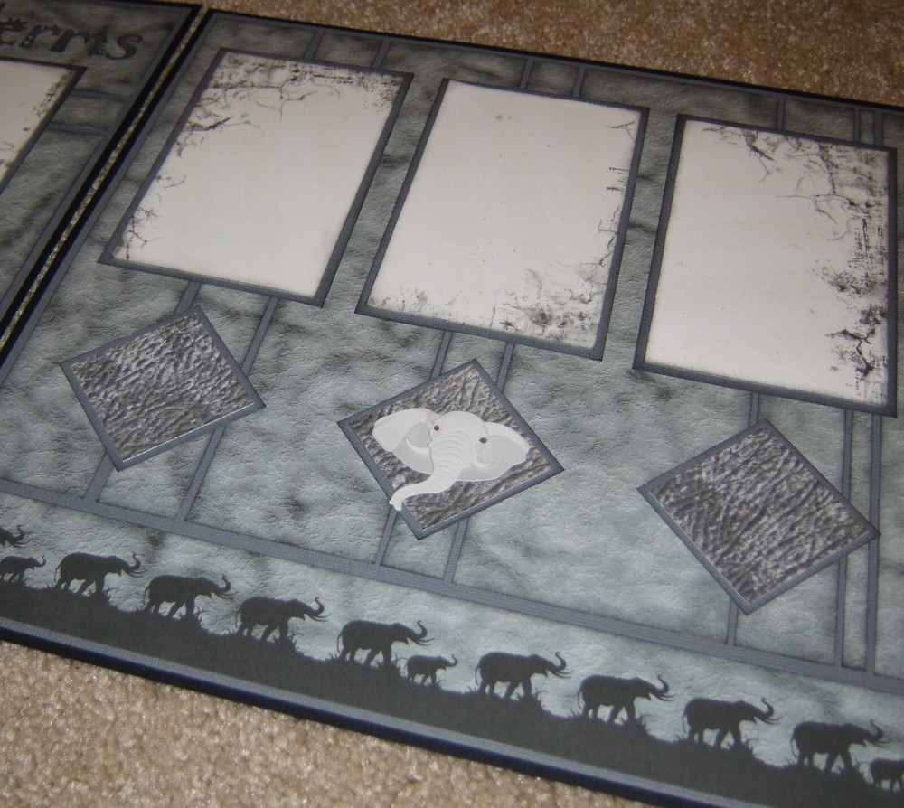 Two-Page 12x12 Premade Scrapbook Pages ~ Pachyderms.....Elephants