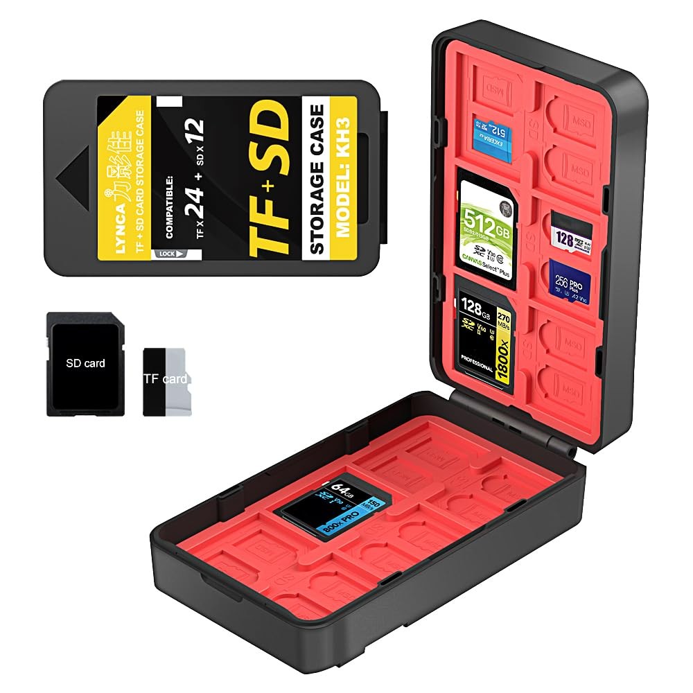 Memory Card Holder Case, LYNCA Camera SD Protector Organizer, 36 Black