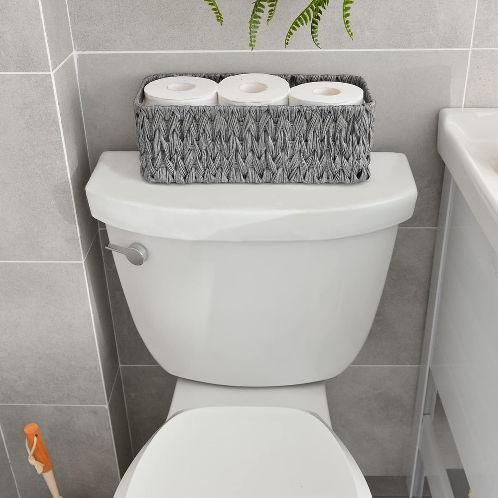 Bundle of 2-Pack Storage Wicker Baskets with Handles & 3-Pack Wicker Storage Bas