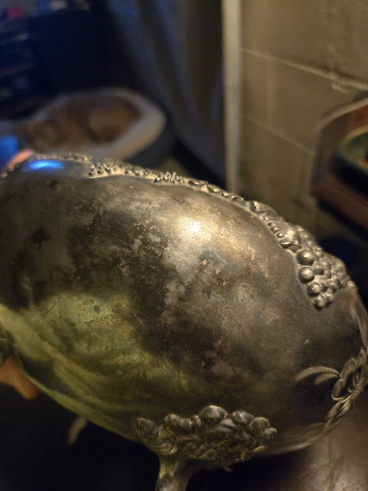 F.B. Rogers Silver Co. Victorian Repousse Silverplate Footed Bowl