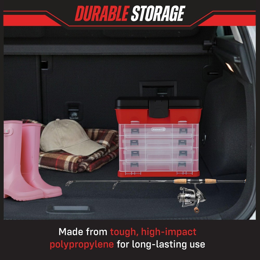 Portable Tool Storage Box - Small Parts Organizer with 4 Multi-Compartment Tr...