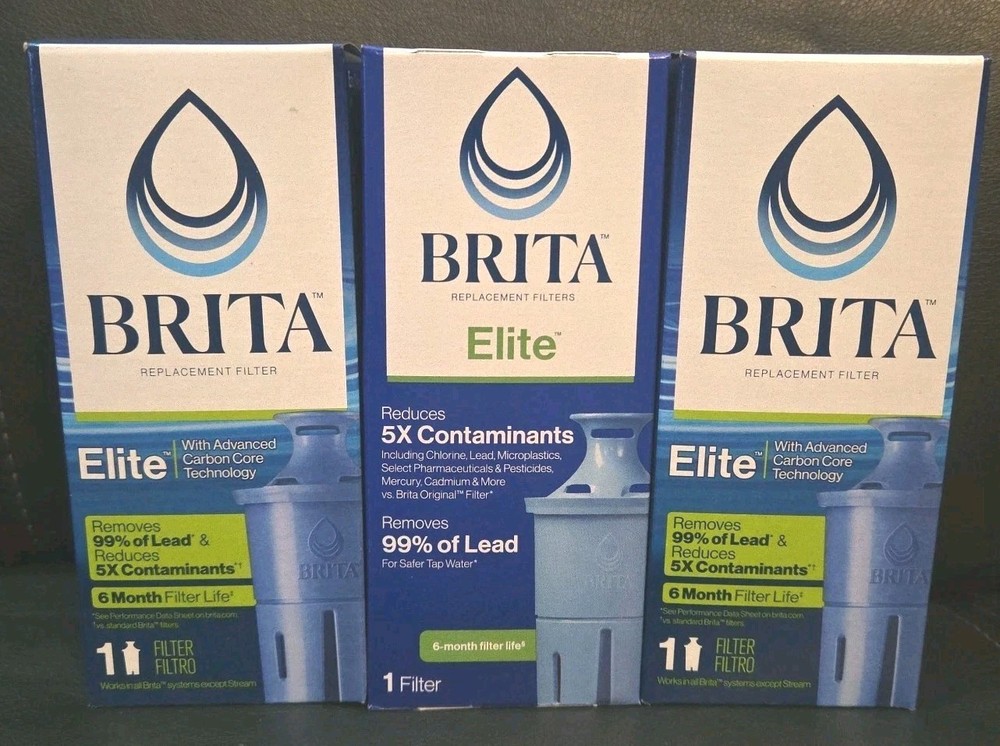 3 Pack BRITA ELITE Replacement Filter 6 Month Filter Life 36243 New Sealed Boxes