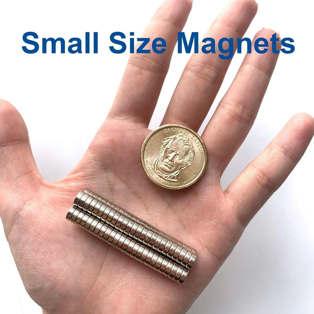 100pcs 6mmx2mm Magnets Actual Size - Tiny Mini Small Round Thin Magnets for 3...