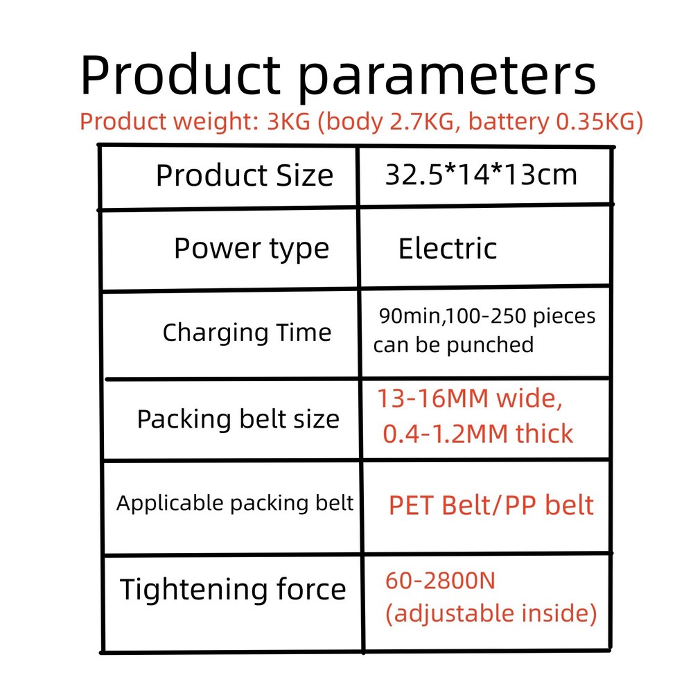 Hand-held Strapping Machine Automatic Strapping Tool for PP PET Straps + Battery