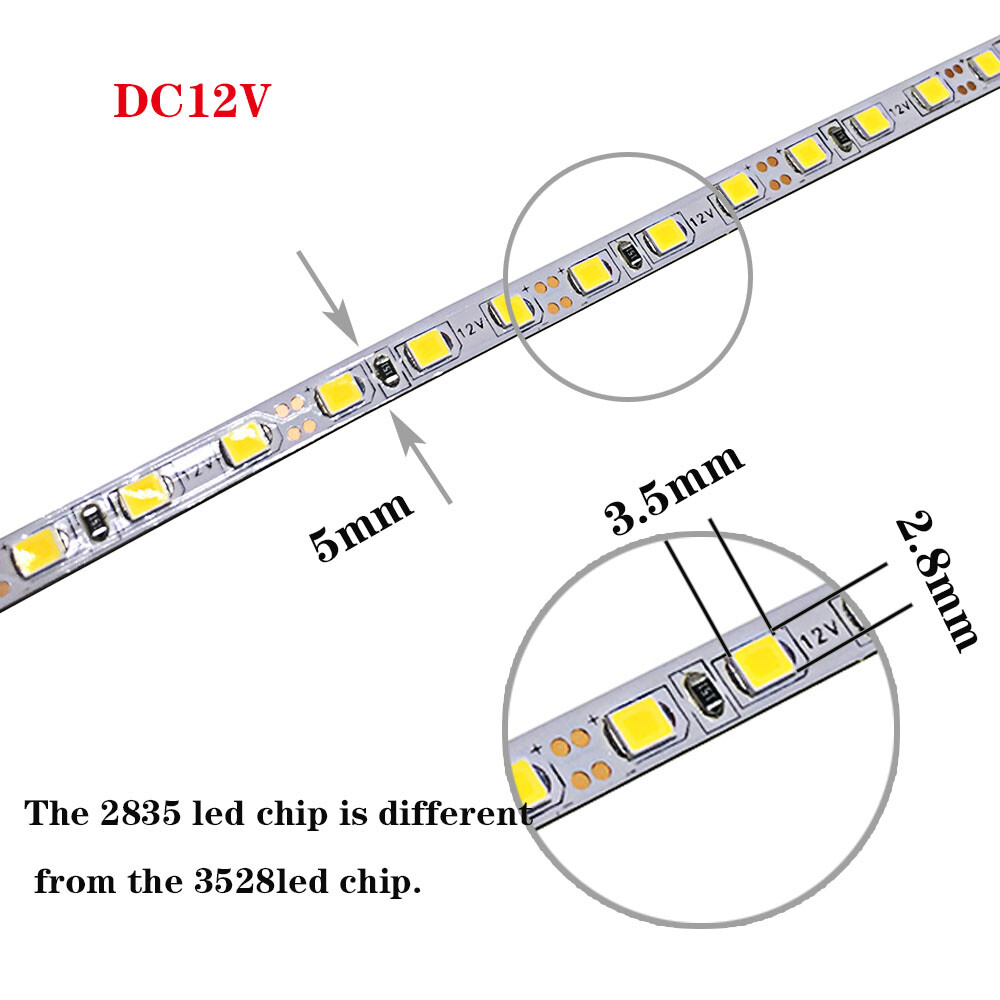 DC12V 2835 led strip 120leds/m 5m Length 4mm/5mm Width Flexible String Bright