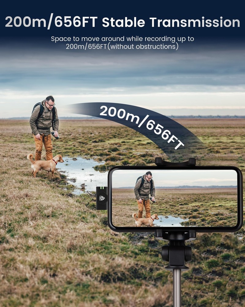 Wireless Lavalier Microphone for iPhone 15/16/17 & Android, Mini Microphone w...