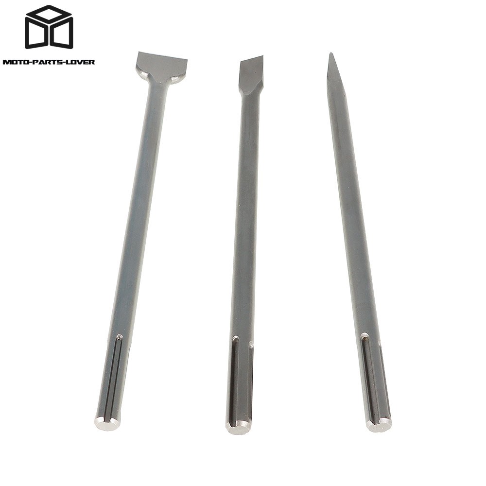 3 Pack SDS Max Bits Set Durable 16" Long-Point Chisel Scaling Chisel Flat Chisel
