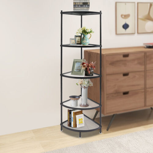5-Tier Metal Corner Shelf Storage Shelves Kitchen Pan Pot Bathroom Display Stand