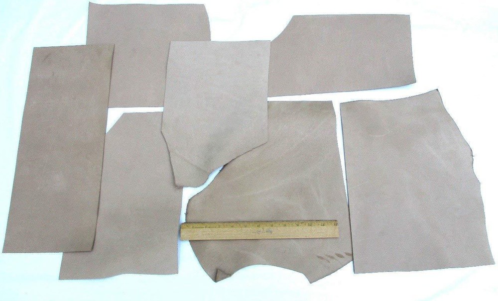 Scrap Desert Sand Boot Leather Mixed Medium Pieces 12 Square Feet