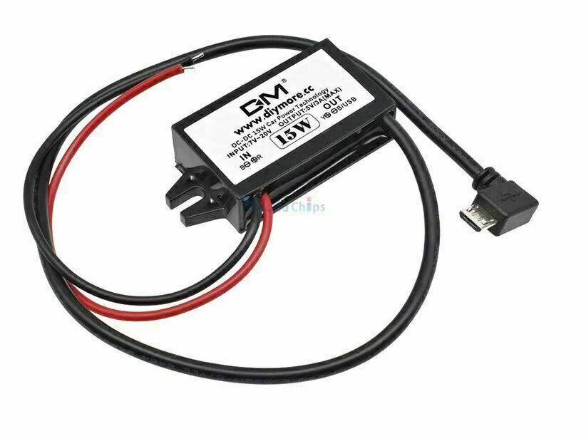 12V to 5V Step Down Power Supply Micro USB Car Dash Cam Hard Wire