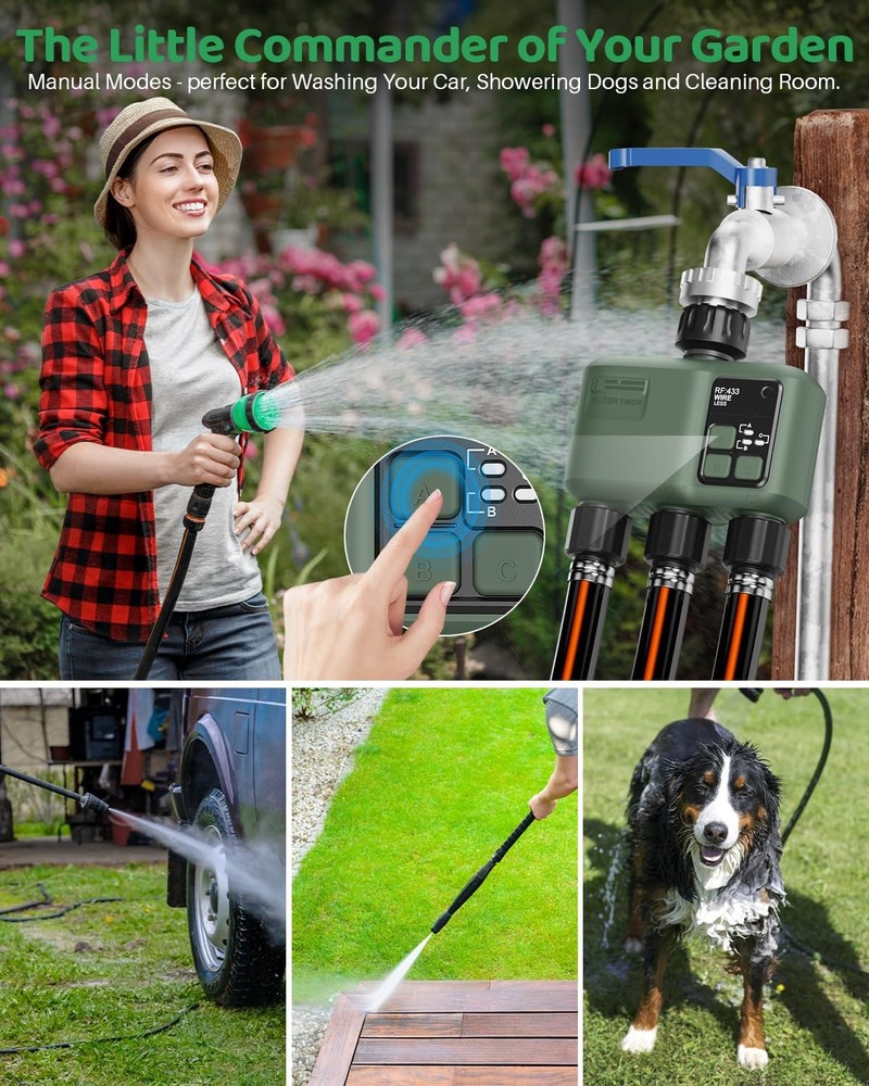3Zone Smart Sprinkler Timer WiFi + 984ft RF, App & Voice Control, Rain Delay