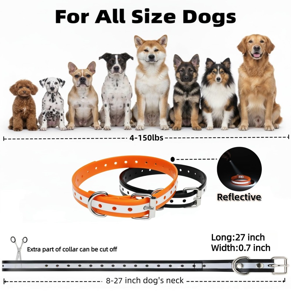 Waterproof Strap for Shock Collars, Adjustable Bark and Collar Strap, Fits 5–...