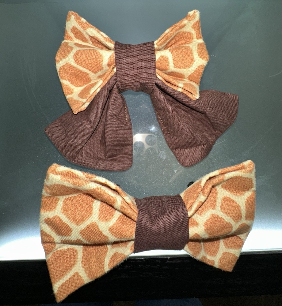 Handmade Over The Collar Bow Bundle #1 (giraffe Print Pattern) - New