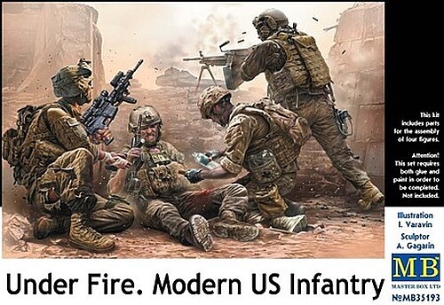 Master-Box Under Fire Modern US Infantry Kit - Plastic Model Military Diorama