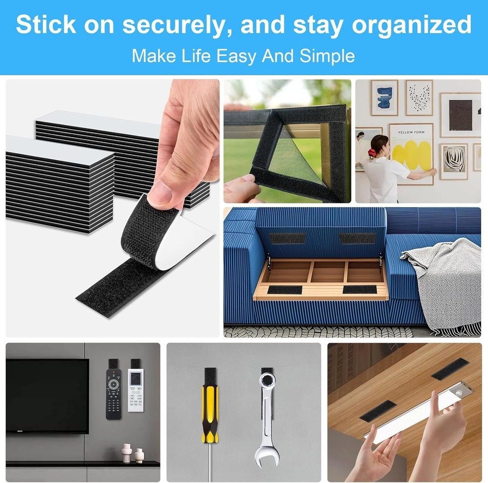 32 Sets 1X4 Inch Hook and Loop Strips with Adhesive, Strong Sticky Back, Heavy