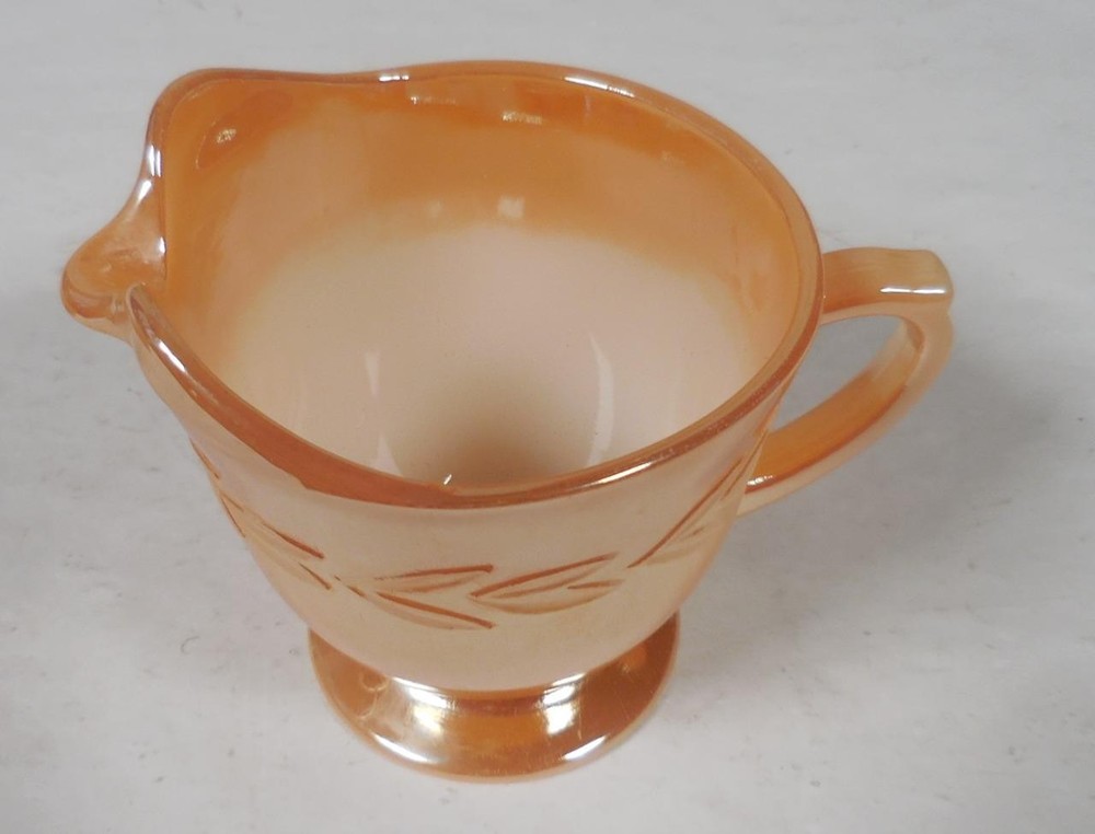 Fire King Peach Luster Laurel Leaf Creamer & Sugar Bowl