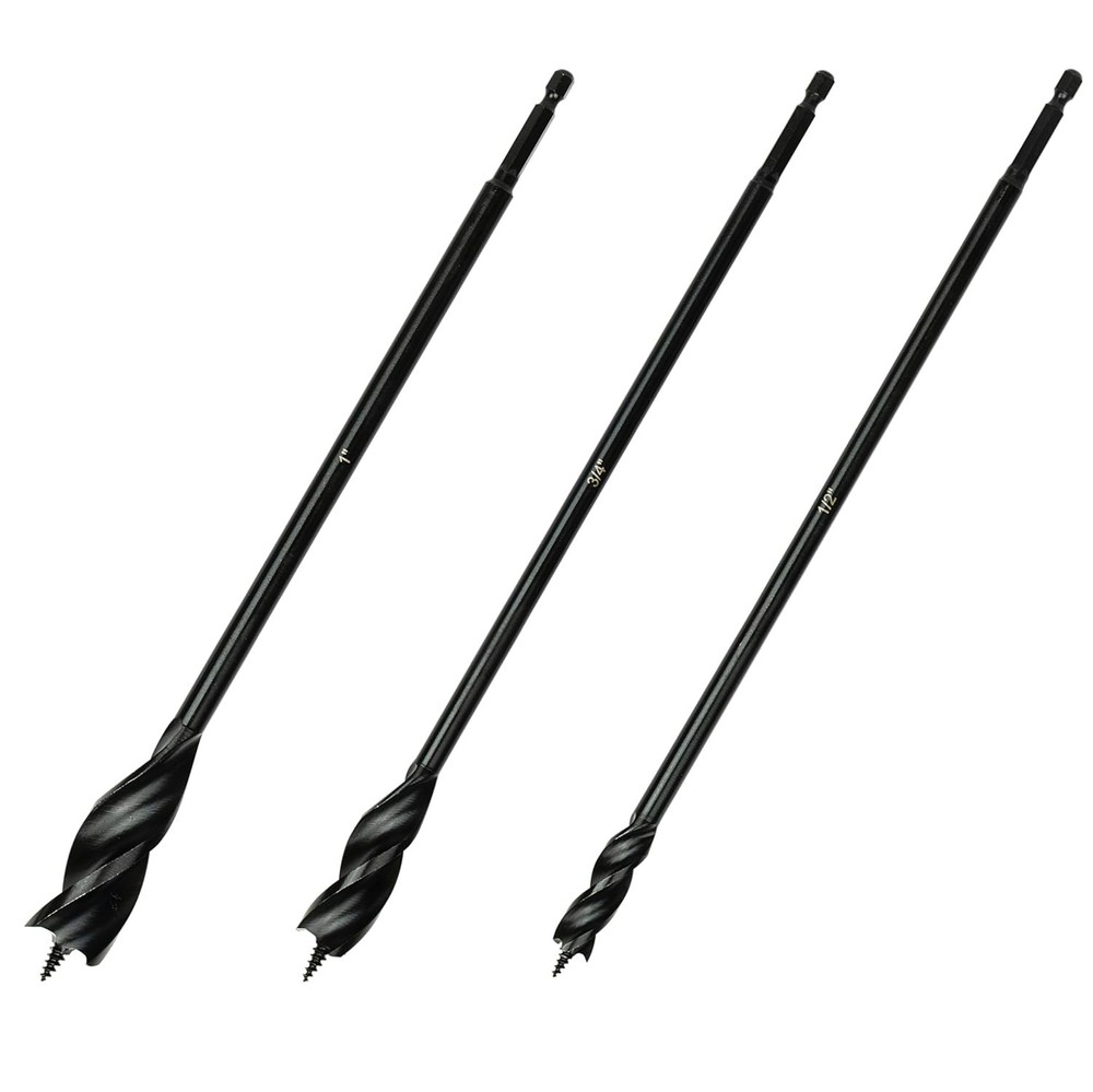 Versatile 3-Piece 12" Auger Bits for Wood - Precision Engineering & Design