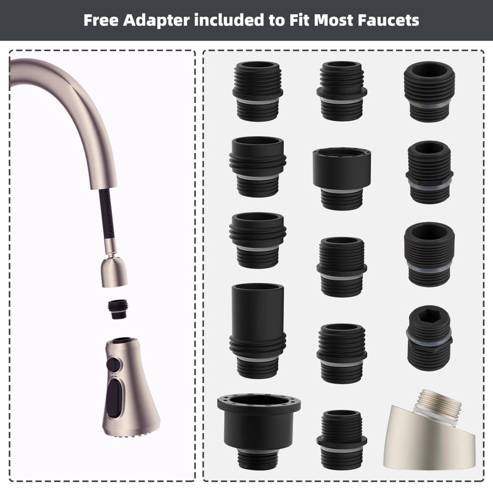 Kitchen Faucet Spray Head 3-Mode Pull Down Out Nozzle Sprayer Replacement Parts