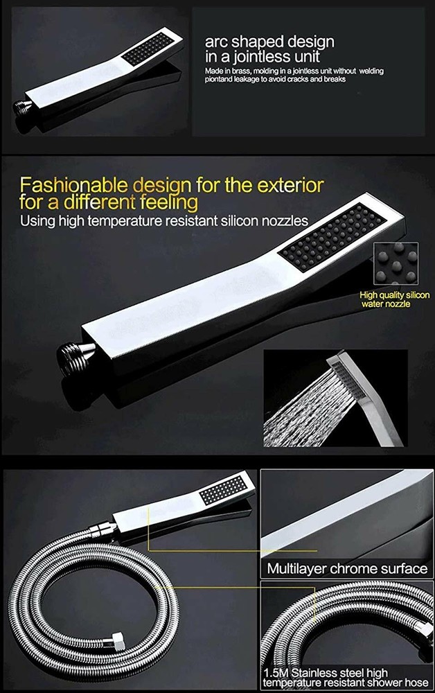 15"x28" Rectangle Ceiling Rainfall Multi Function Shower Head System - Polished