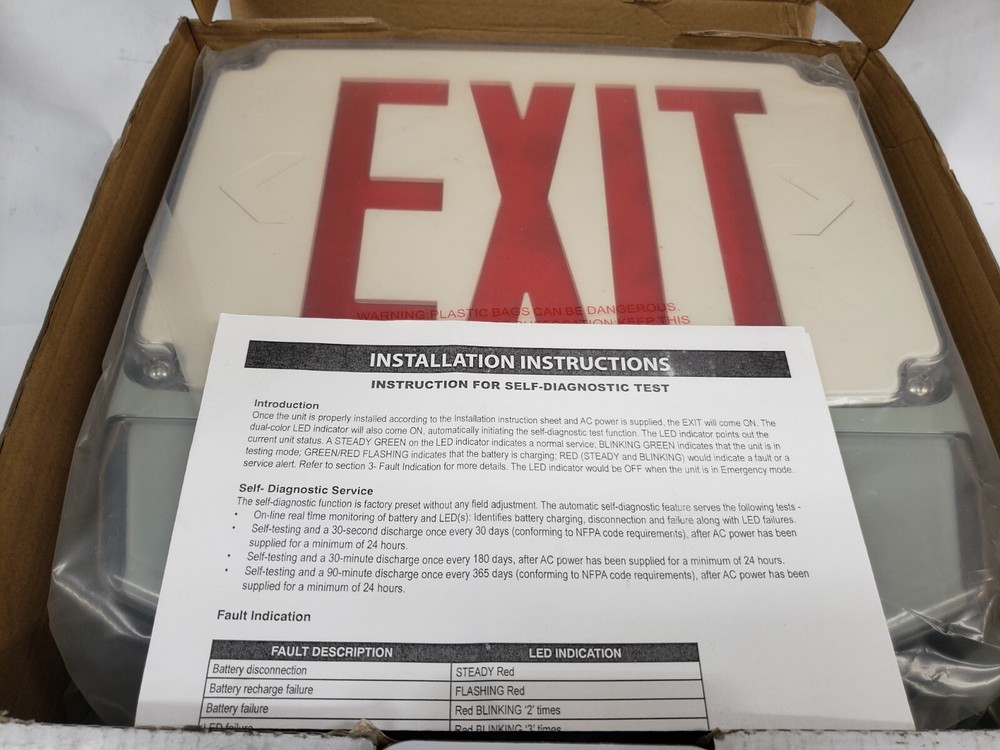 Unbranded Wet Location Combo LED Exit/Emergency Light, Double Face