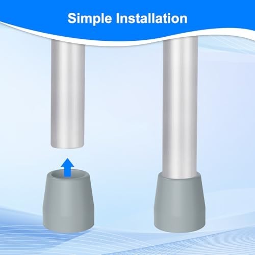 Heavy Duty Rubber Walker Tips - 8 Pcs 1" Replacement Feet for Walkers, Commodes