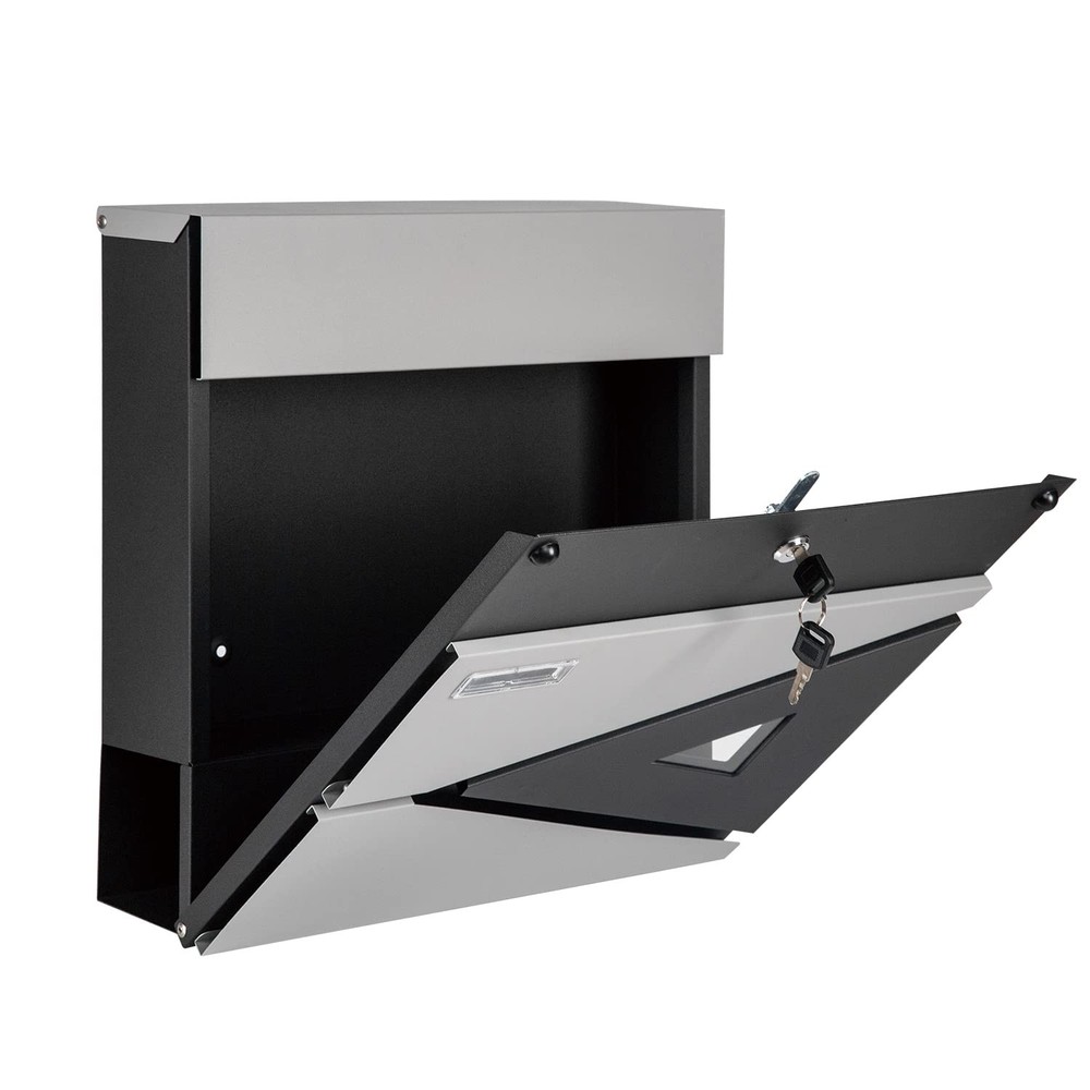 Locking Wall-Mount Mailbox, Large Capacity 16*16*4.5inch, Gray-square