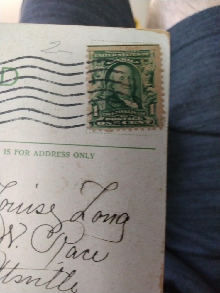 BENJAMIN FRANKLIN 1 Cent Stamp on *RARE* Postcard 1907 Post Marked & Hand Dated!