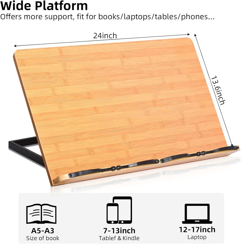 Oversized Large Book Stand & Holder 24" - Hands-Free Reading