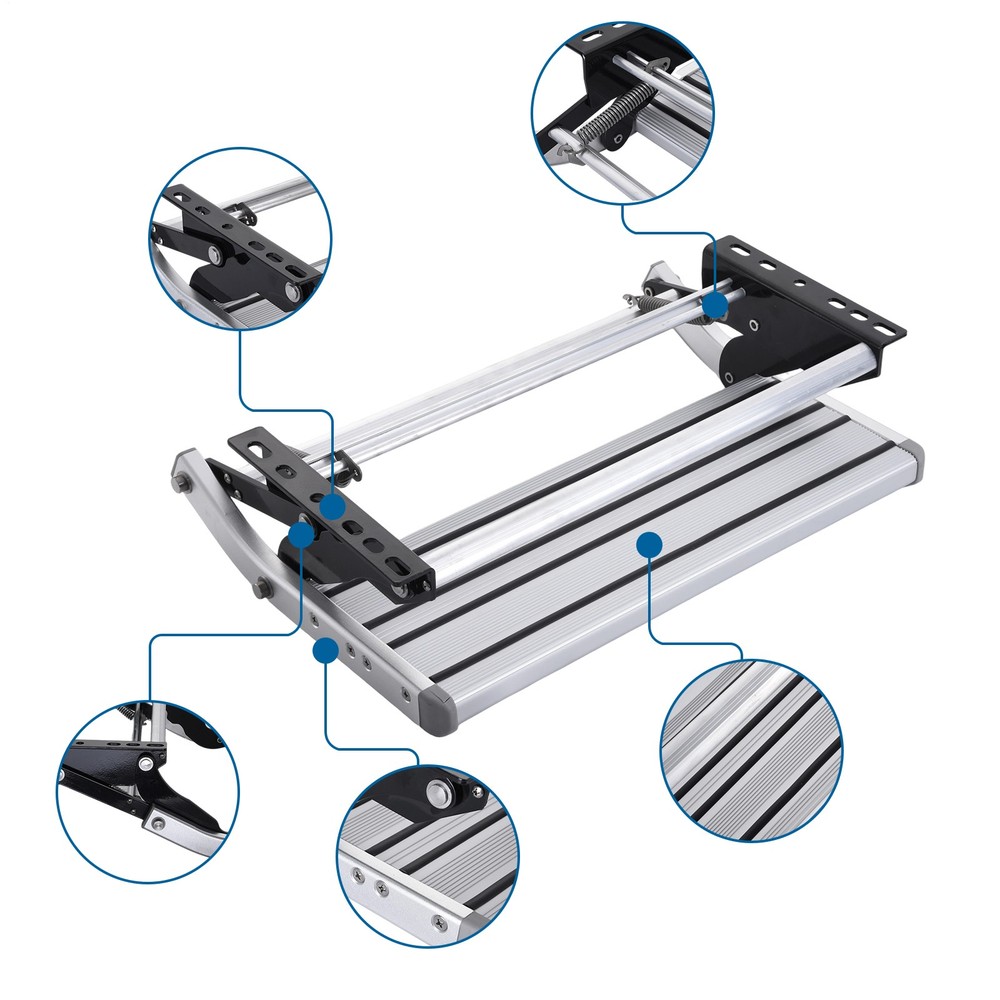 RV Camper Platform Steps Stair Anti-Slip Manual Pull Out Retractable One Step