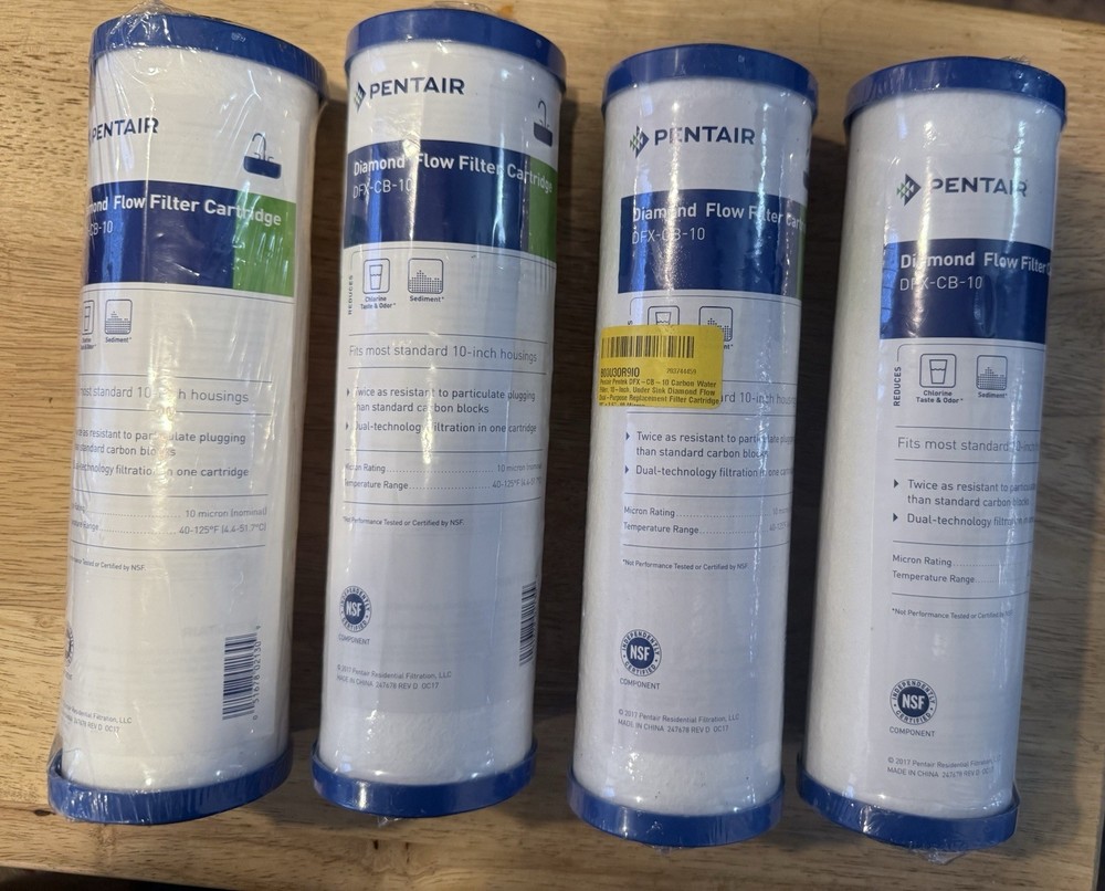 4PK Pentair 10 in. Replacement Under Sink DFX-CB-10 Diamond Flow Water Cartridge