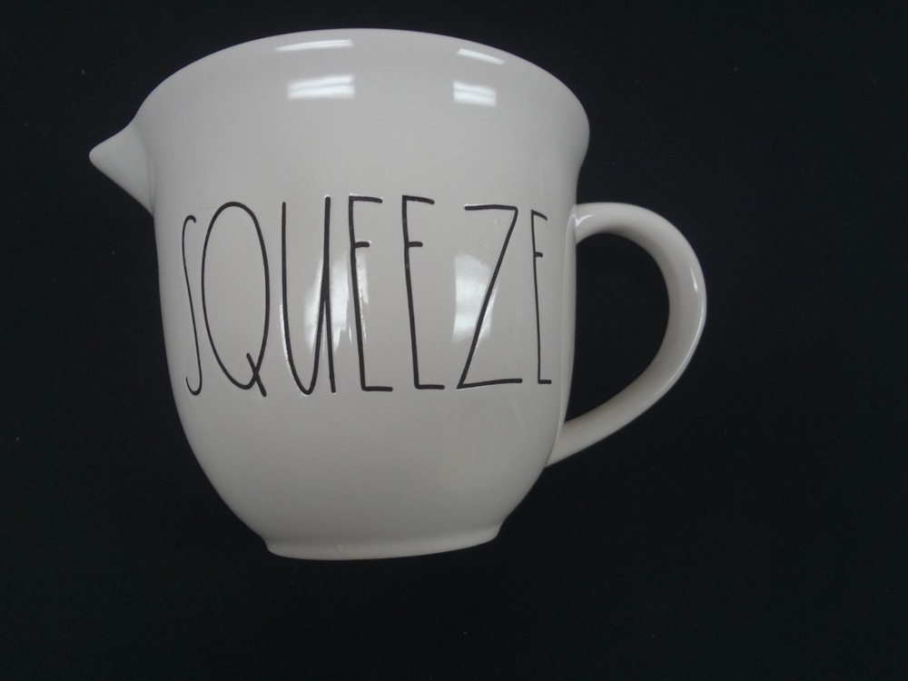 RAE DUNN SQUEEZE JUICE PITCHER MUG WITH SPOUT WHITE