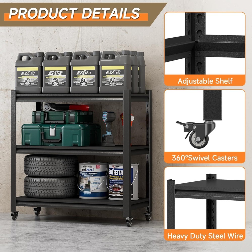 Workbench on Wheels, Adjustable Heavy Duty Work Table with Wheels, Heavy Duty