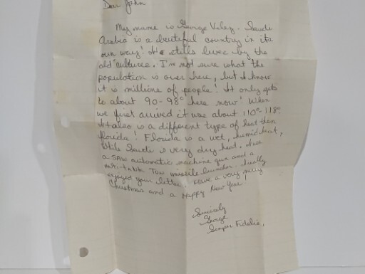 Personalized Handwritten Letter, Correspondence From The Gulf War - 1990