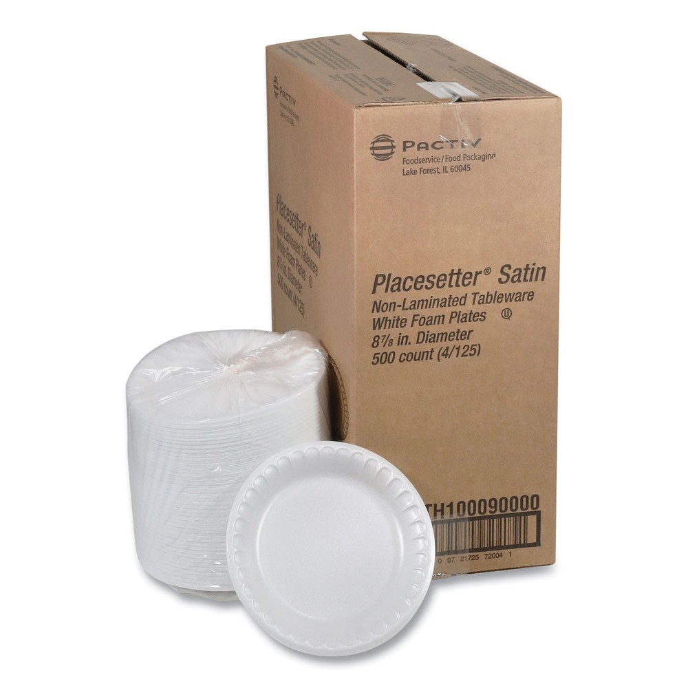 UNLAMINATED FOAM DINNERWARE, PLATE, 9" DIAMETER, WHITE, 500/CARTON