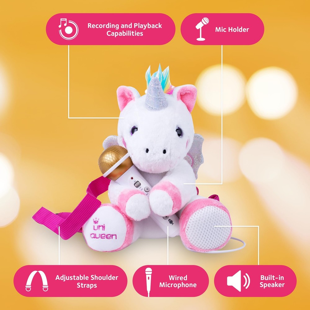 Portable Karaoke Machine for , Plush Toy Backpack with Microphone - The Sing ...