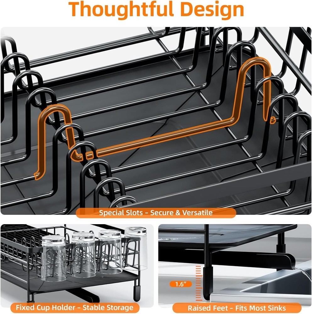 Large Dish Drying Rack Expandable Dish Racks Kitchen Counter Multifunctional