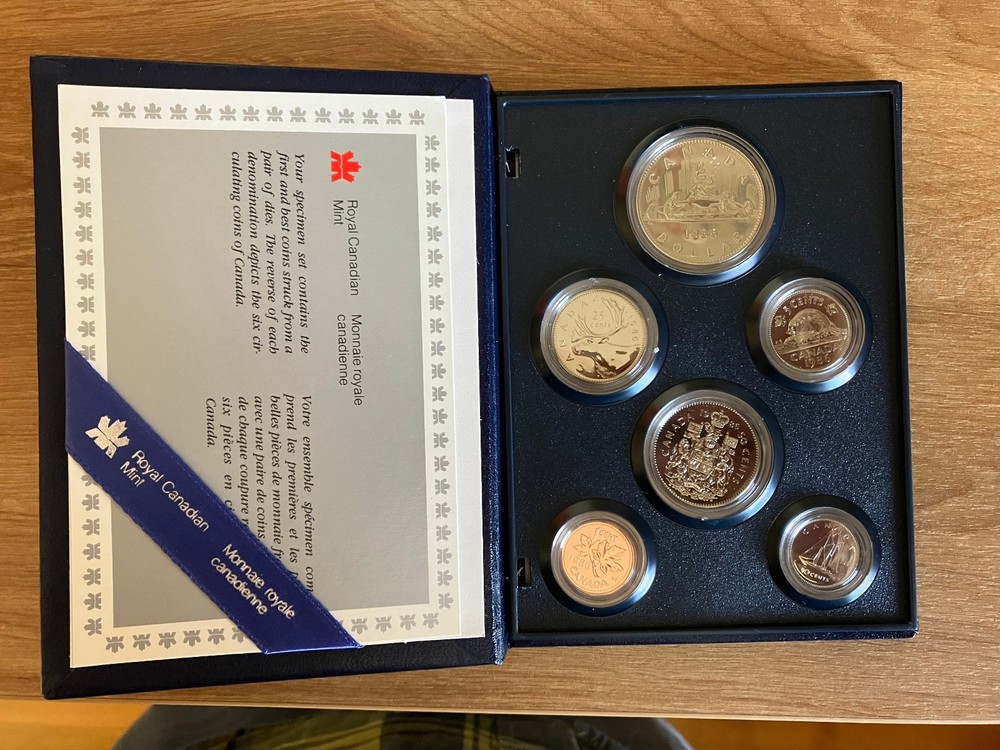 1986 Canada Specimen Set 6 Coins Cent to One Dollar Mint Set. UNC